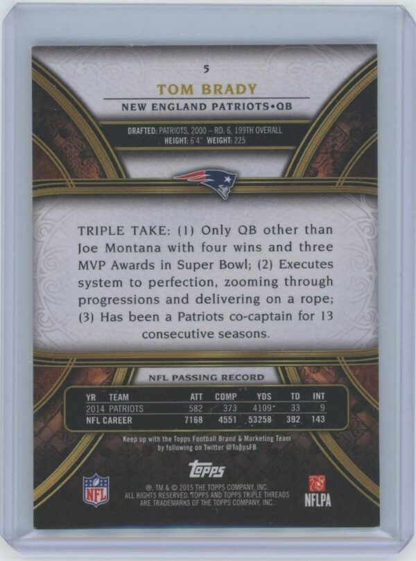 2015 Topps Tom Brady - Image 2