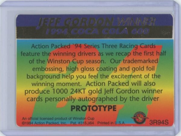 1994 Action Packed Prototype Jeff Gordon - Image 2