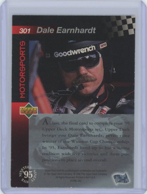 1996 Upper Deck Dale Earnhardt - Image 2