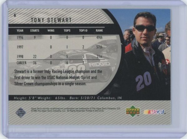 1999 Upper Deck Tony Stewart - Image 2