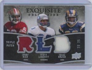 2009 Upper Deck Exquisite Collection Triple Patch Jerry Rice, Steve Largent & Isaac Bruce