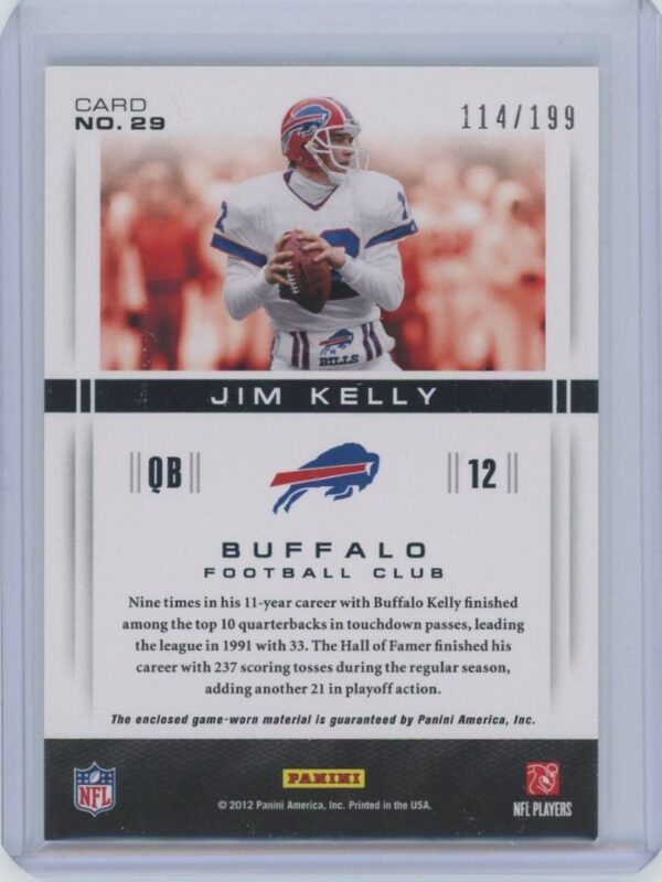 2012 Panini Momentum Materials Jim Kelly - Image 2