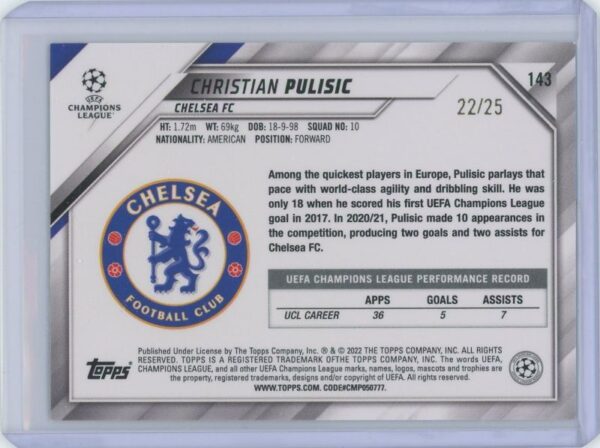2021-22 Topps Christian Pulisic - Image 2