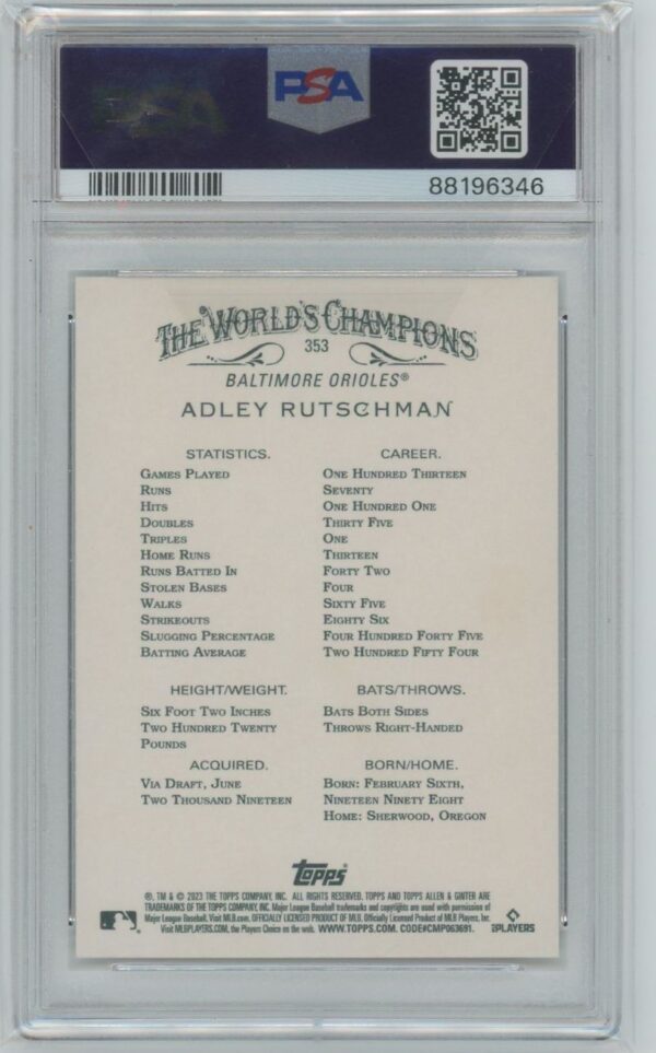 2023 Allen & Ginter Adley Rutschman Foil Filigree Rookie - Image 2