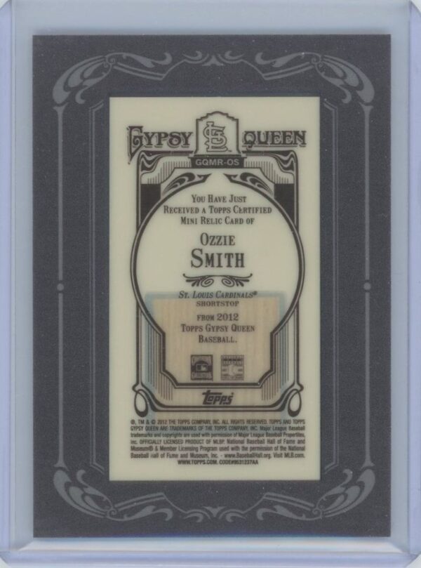 2012 Gypsy Queen Ozzie Smith Game Used Bat Relic - Image 2