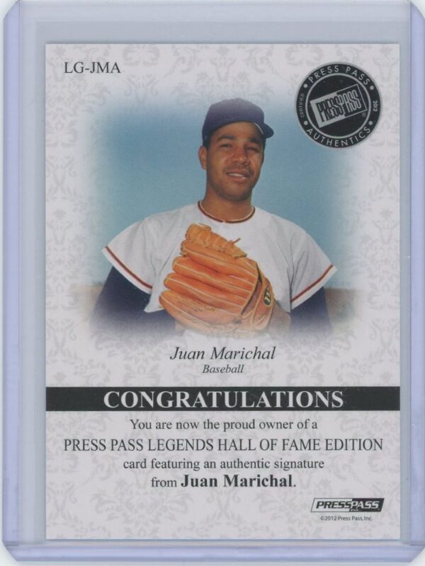 2012 Press Pass Juan Marichal On Card Auto - Image 2