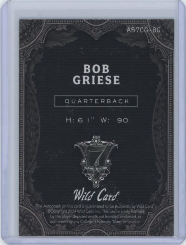 2024 Wild Card Bob Griese Auto - Image 2