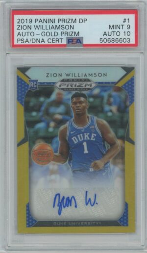 2019 Panini Prizm DP Zion Williamson Auto - Gold Prizm PSA/DNA Cert